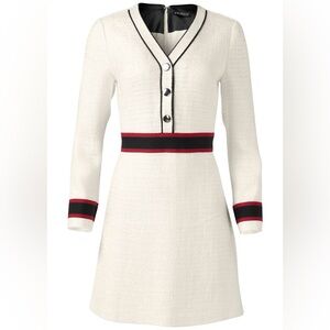 NWOT White Button Detail Dress with blue red trim Size 14